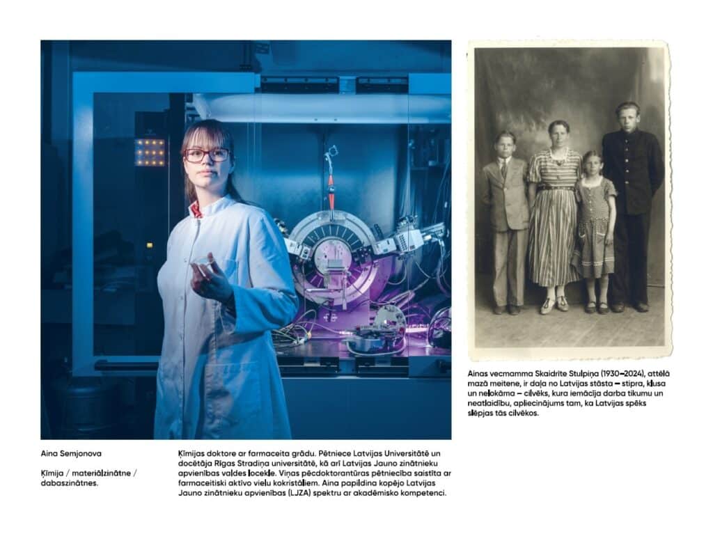 Aina Semjonova uz plakāta Mana Latvija. Mana Atbildība